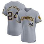 Kooe M.Brewers #24 William Contreras Player Gray Home Limited Elite Stitched Jerseys