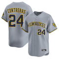 Kooe M.Brewers #24 William Contreras Player Gray Home Limited Stitched Jerseys