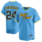 Kooe M.Brewers #24 William Contreras Player Light Blue City Connect Home Limited Stitched Jerseys
