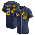 Kooe M.Brewers #24 William Contreras Player Navy Home Limited Elite Stitched Jerseys
