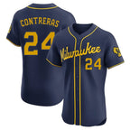 Kooe M.Brewers #24 William Contreras Player Navy Home Limited Elite Stitched Jerseys