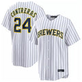 Kooe M.Brewers #24 William Contreras Player White Stripes Home Limited Stitched Jerseys