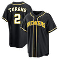 Kooe M.Brewers #2 Brice Turang Player Black Fashion Out Home Game Stitched Jerseys