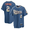 Kooe M.Brewers #2 Brice Turang Player Blue 2026 City Connect Home Game Stitched Jerseys