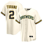 Kooe M.Brewers #2 Brice Turang Player Cream Home Game Stitched Jerseys