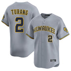 Kooe M.Brewers #2 Brice Turang Player Gray Home Limited Stitched Jerseys