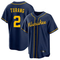 Kooe M.Brewers #2 Brice Turang Player Navy Home Game Stitched Jerseys