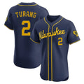 Kooe M.Brewers #2 Brice Turang Player Navy Home Limited Elite Stitched Jerseys
