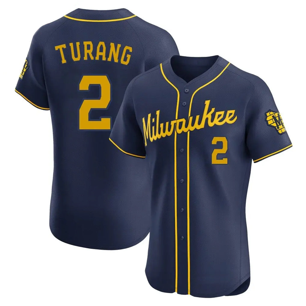 Kooe M.Brewers #2 Brice Turang Player Navy Home Limited Elite Stitched Jerseys
