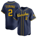 Kooe M.Brewers #2 Brice Turang Player Navy Home Limited Stitched Jerseys