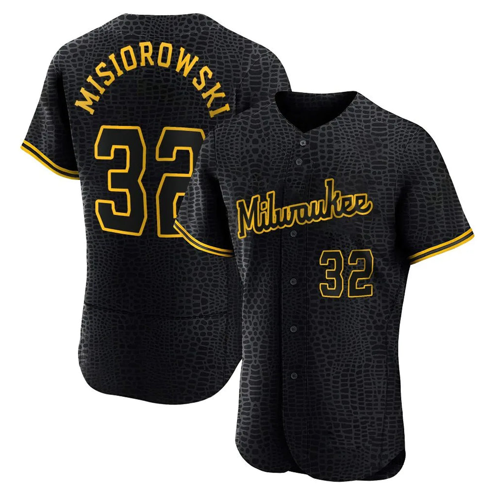 Kooe M.Brewers #32 Jacob Misiorowski Player Black Snake Skin City Home Limited Elite Stitched Jerseys