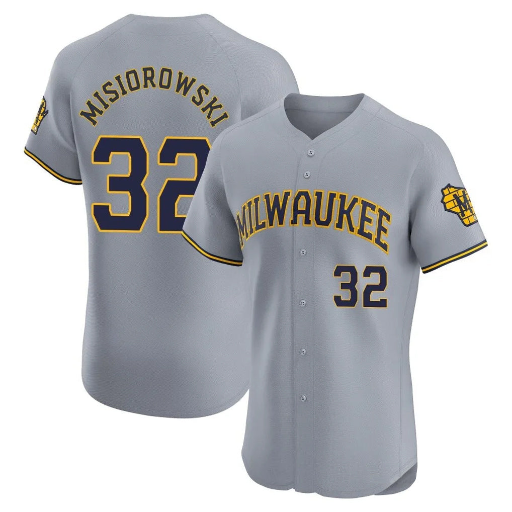 Kooe M.Brewers #32 Jacob Misiorowski Player Gray Home Limited Elite Stitched Jerseys