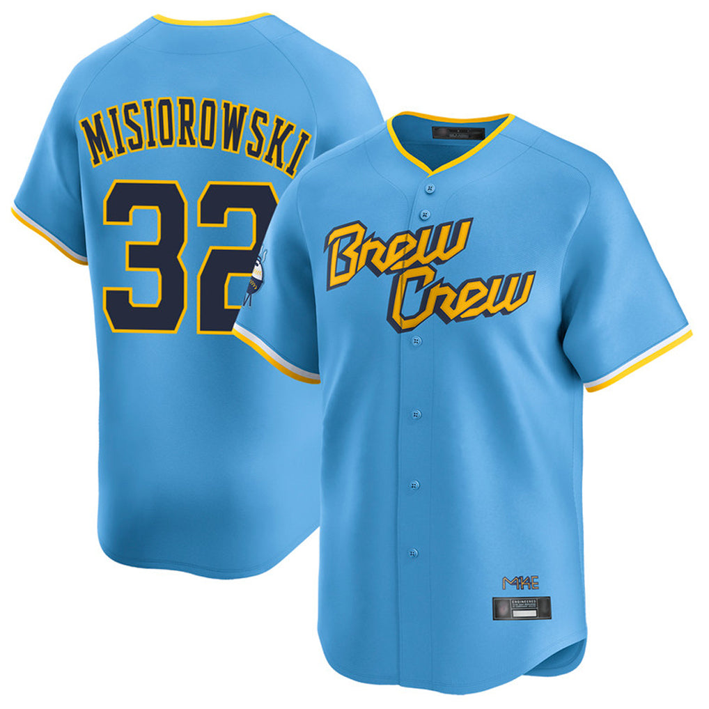 Kooe M.Brewers #32 Jacob Misiorowski Player Light Blue City Connect Home Limited Stitched Jerseys
