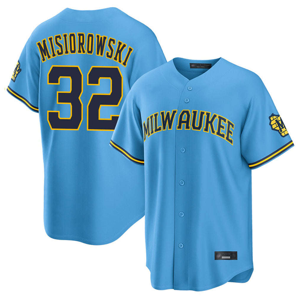 Kooe M.Brewers #32 Jacob Misiorowski Player Light Blue Road Stadium Game Stitched Jerseys