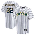 Kooe M.Brewers #32 Jacob Misiorowski Player White Stripes Home Game Stitched Jerseys