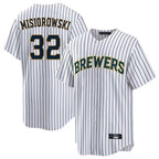 Kooe M.Brewers #32 Jacob Misiorowski Player White Stripes Home Game Stitched Jerseys