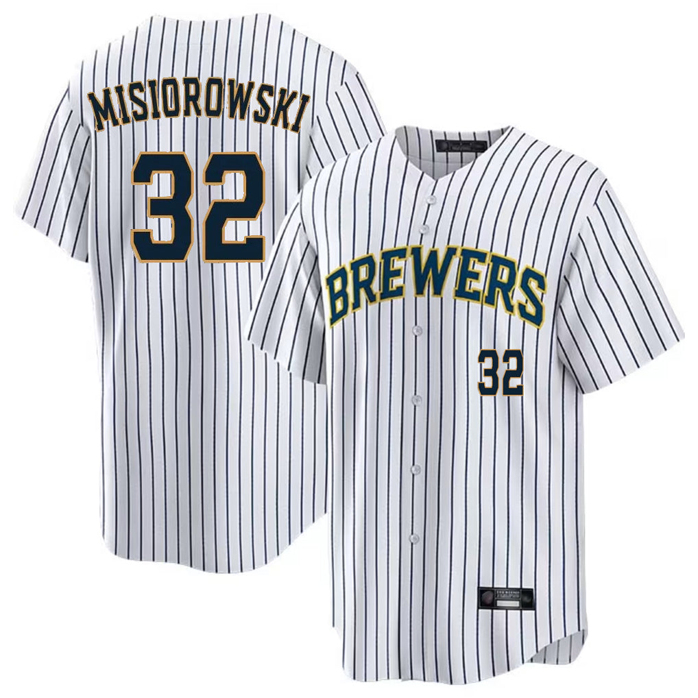 Kooe M.Brewers #32 Jacob Misiorowski Player White Stripes Limited Game Home Stitched Jerseys