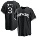 Kooe M.Brewers #3 Joey Ortiz Player Black Game Home Stitched Jerseys