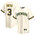 Kooe M.Brewers #3 Joey Ortiz Player Cream Home Game Stitched Jerseys