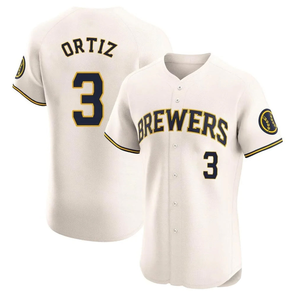 Kooe M.Brewers #3 Joey Ortiz Player Cream Home Limited Elite Stitched Jerseys