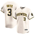 Kooe M.Brewers #3 Joey Ortiz Player Cream Home Limited Game Stitched Jerseys