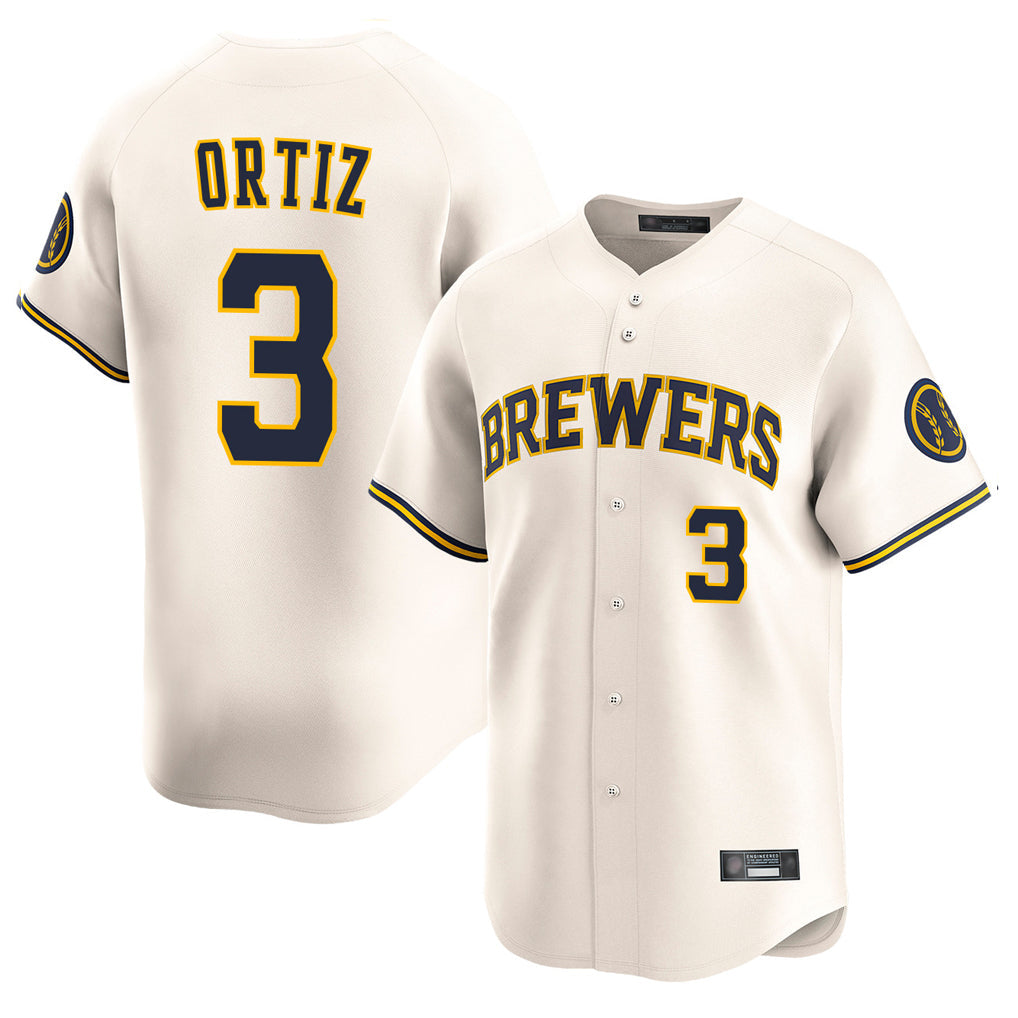 Kooe M.Brewers #3 Joey Ortiz Player Cream Home Limited Game Stitched Jerseys