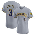 Kooe M.Brewers #3 Joey Ortiz Player Gray Home Limited Elite Stitched Jerseys