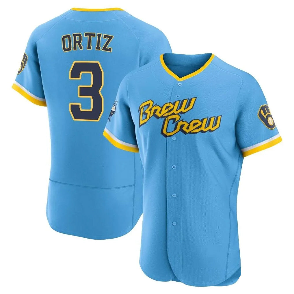 Kooe M.Brewers #3 Joey Ortiz Player Light Blue City Connect Home Limited Elite Stitched Jerseys