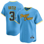 Kooe M.Brewers #3 Joey Ortiz Player Light Blue City Connect Home Limited Stitched Jerseys