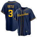 Kooe M.Brewers #3 Joey Ortiz Player Navy Home Game Stitched Jerseys