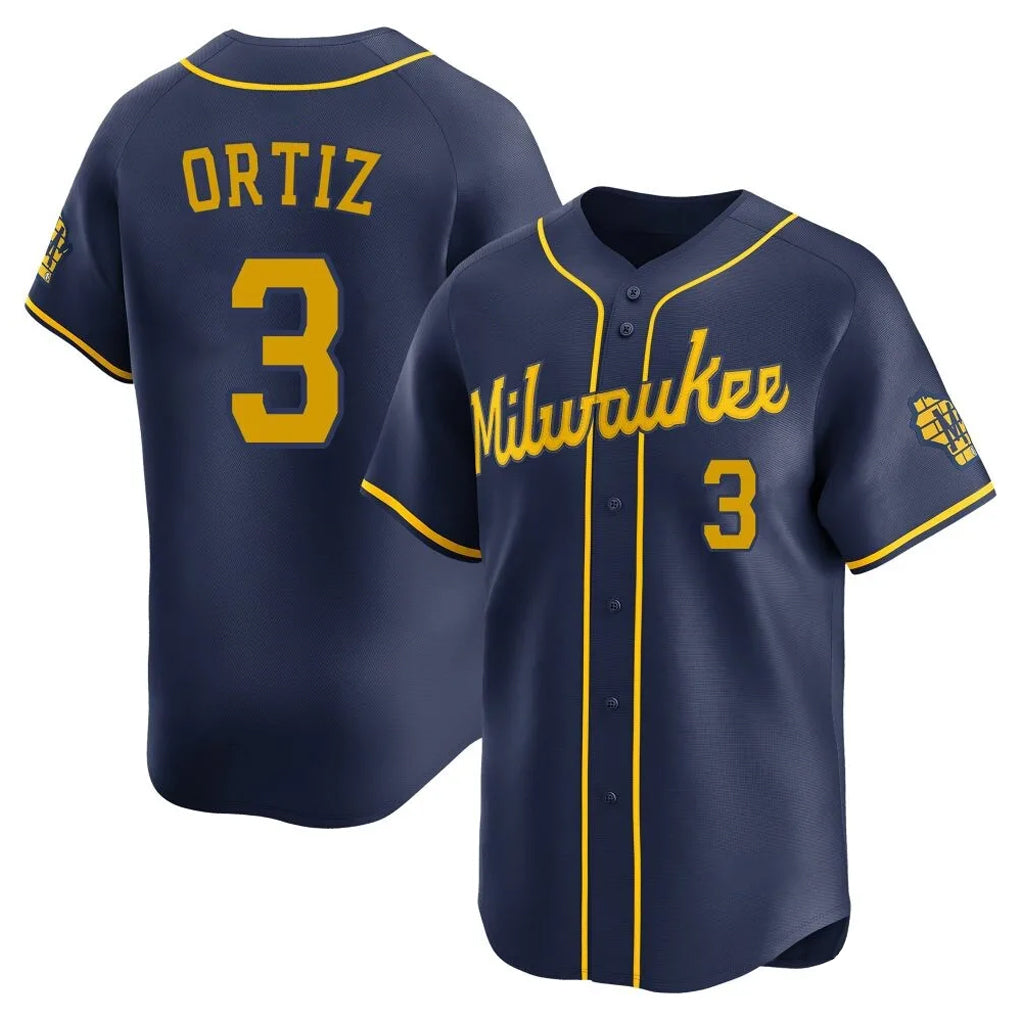 Kooe M.Brewers #3 Joey Ortiz Player Navy Home Limited Stitched Jerseys
