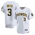 Kooe M.Brewers #3 Joey Ortiz Player White Stripes Home Limited Game Stitched Jerseys