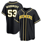 Kooe M.Brewers #53 Brandon Woodruff Player Black Fashion Out Home Game Stitched Jerseys