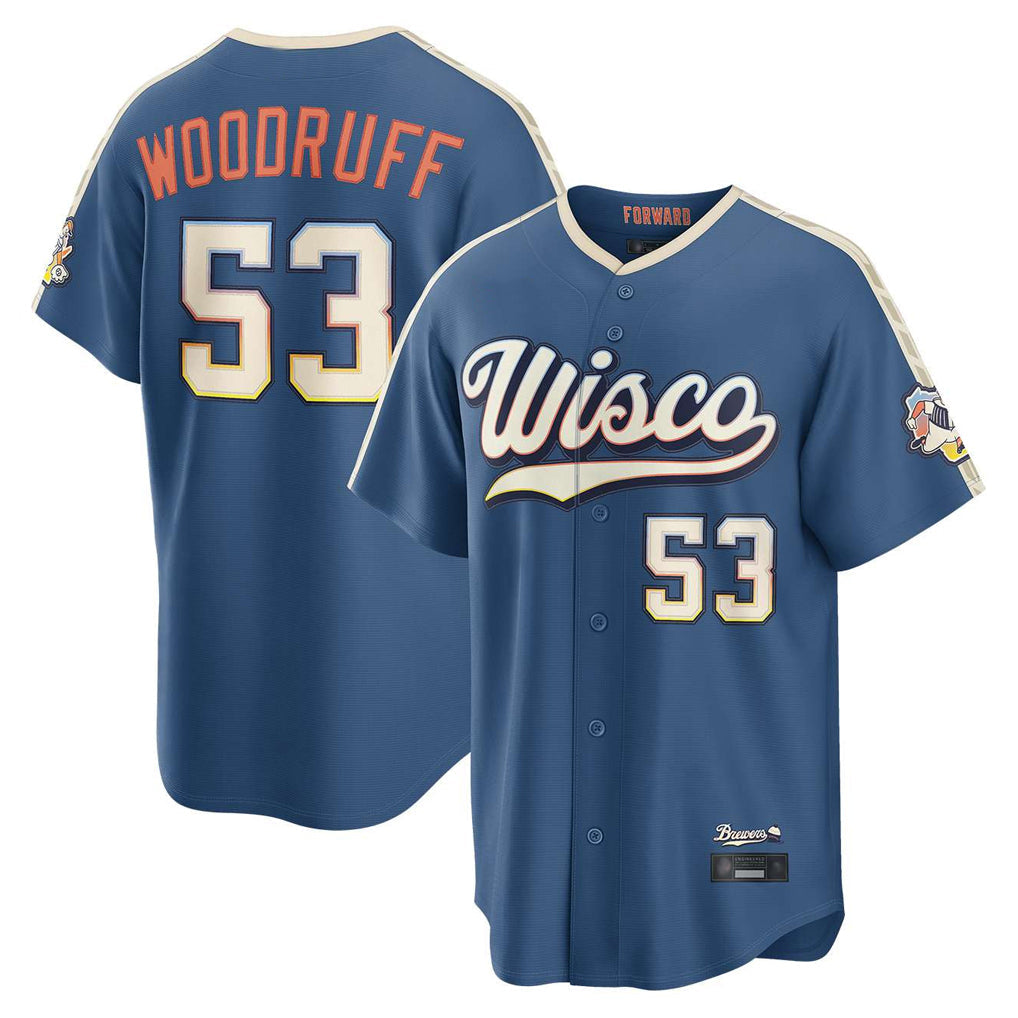 Kooe M.Brewers #53 Brandon Woodruff Player Blue 2026 City Connect Home Game Stitched Jerseys