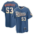Kooe M.Brewers #53 Brandon Woodruff Player Blue 2026 City Connect Home Game Stitched Jerseys