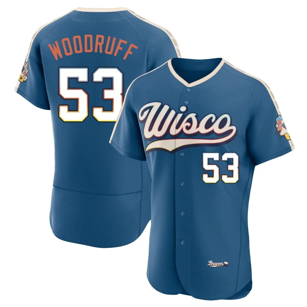 Kooe M.Brewers #53 Brandon Woodruff Player Blue 2026 City Connect Home Limited Elite Stitched Jerseys