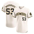 Kooe M.Brewers #53 Brandon Woodruff Player Cream Home Limited Elite Stitched Jerseys
