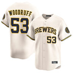 Kooe M.Brewers #53 Brandon Woodruff Player Cream Home Limited Game Stitched Jerseys