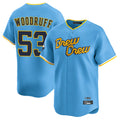 Kooe M.Brewers #53 Brandon Woodruff Player Light Blue City Connect Home Limited Stitched Jerseys