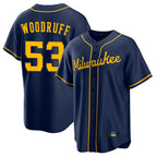 Kooe M.Brewers #53 Brandon Woodruff Player Navy Home Game Stitched Jerseys