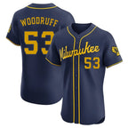 Kooe M.Brewers #53 Brandon Woodruff Player Navy Home Limited Elite Stitched Jerseys