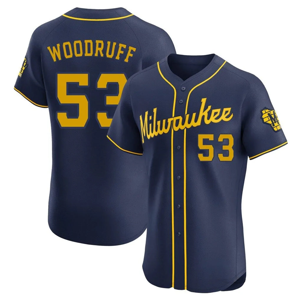 Kooe M.Brewers #53 Brandon Woodruff Player Navy Home Limited Elite Stitched Jerseys