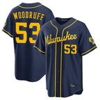 Kooe M.Brewers #53 Brandon Woodruff Player Navy Home Stadium Game Stitched Jerseys