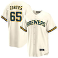 Kooe M.Brewers #65 Nestor Cortes Player Cream Home Game Stitched Jerseys