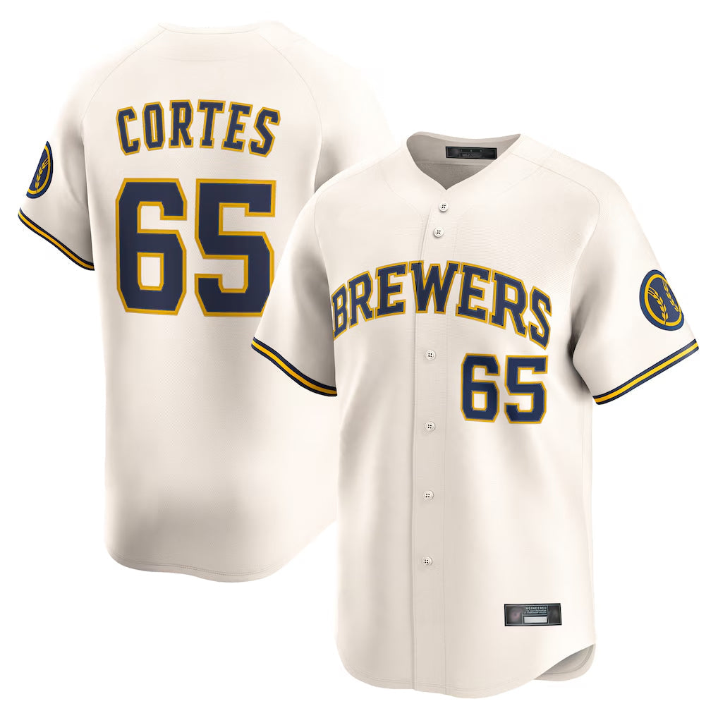 Kooe M.Brewers #65 Nestor Cortes Player Cream Home Limited Game Stitched Jerseys