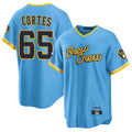 Kooe M.Brewers #65 Nestor Cortes Player Light Blue City Connect Home Game Stitched Jerseys