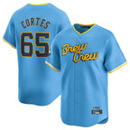 Kooe M.Brewers #65 Nestor Cortes Player Light Blue City Connect Home Limited Stitched Jerseys