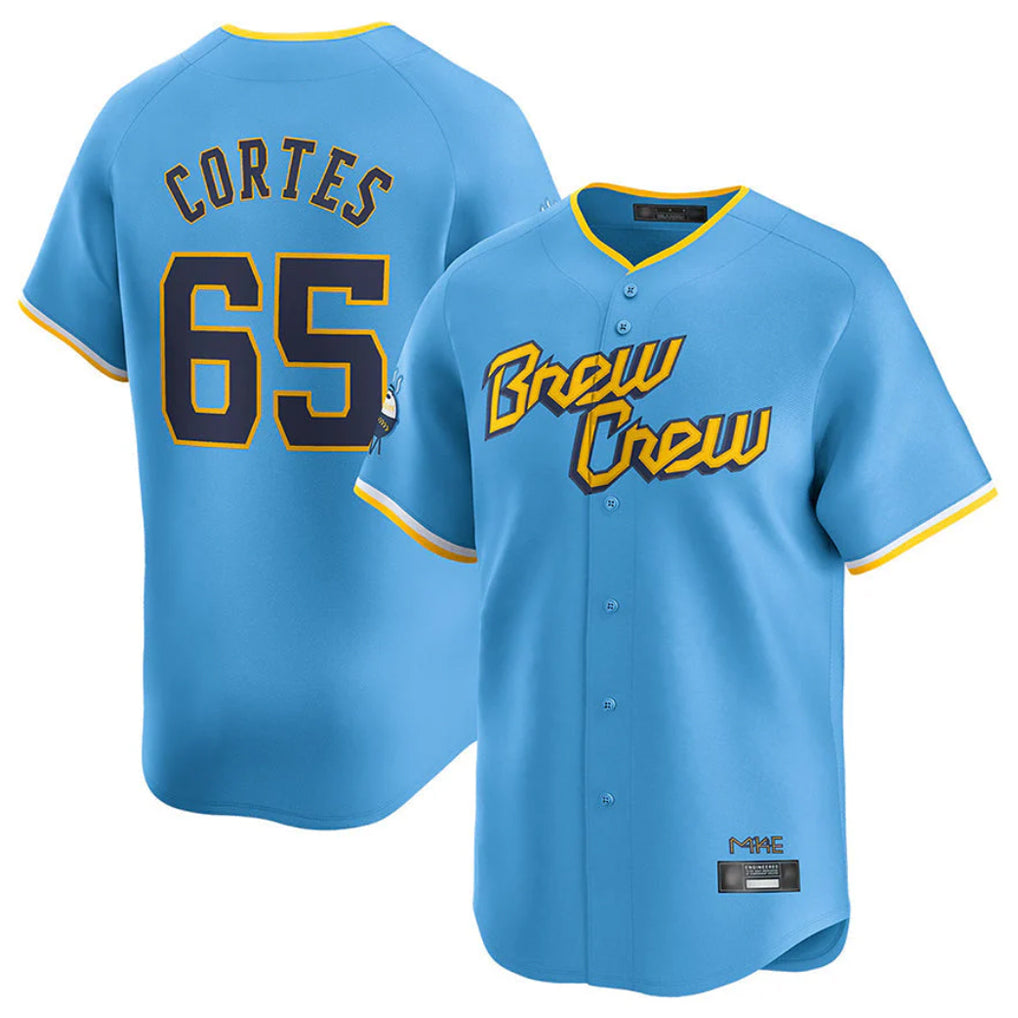 Kooe M.Brewers #65 Nestor Cortes Player Light Blue City Connect Home Limited Stitched Jerseys