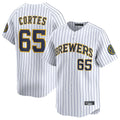 Kooe M.Brewers #65 Nestor Cortes Player White Stripes Home Limited Game Stitched Jerseys