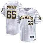 Kooe M.Brewers #65 Nestor Cortes Player White Stripes Home Limited Game Stitched Jerseys